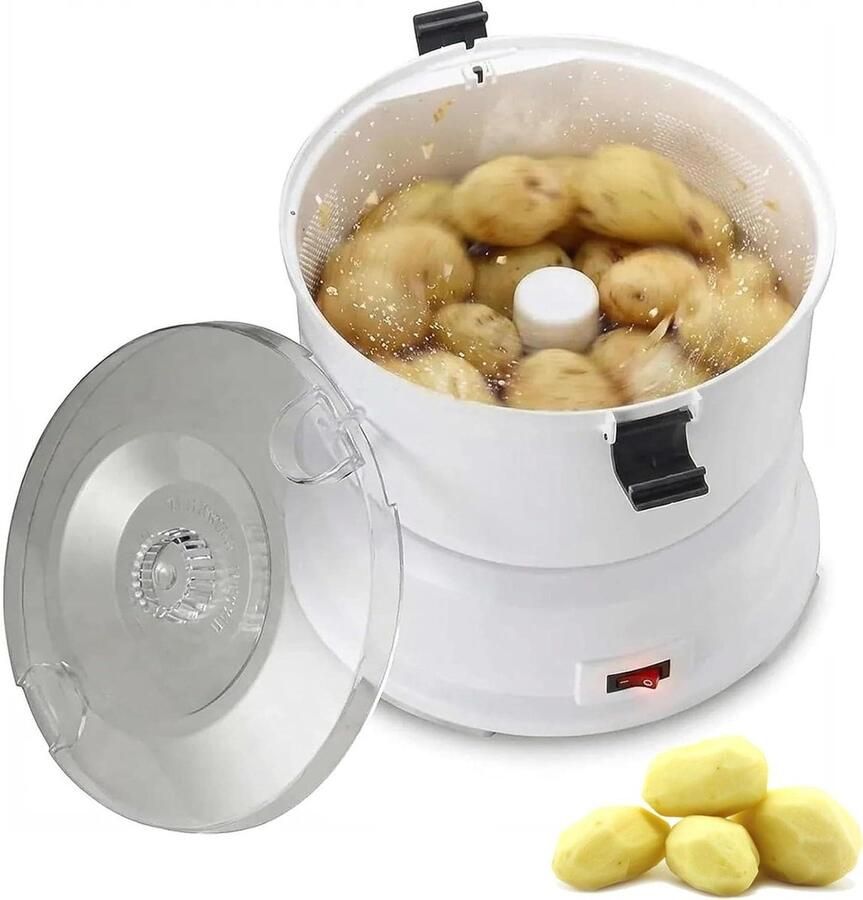 Elektrische Aardappelschilmachine Automatische Schilder Snel Groenten Schillen Intelligente Schil-aanpassing 1kg Capaciteit Wit