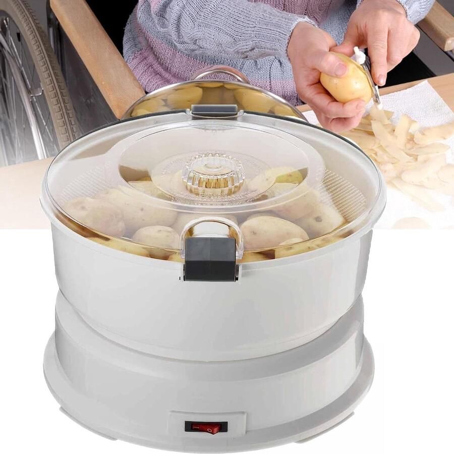 Elektrische Aardappelschilmachine Automatische Schilder Snel Groenten Schillen Moeiteloos met Container 1 kg Capaciteit Wit