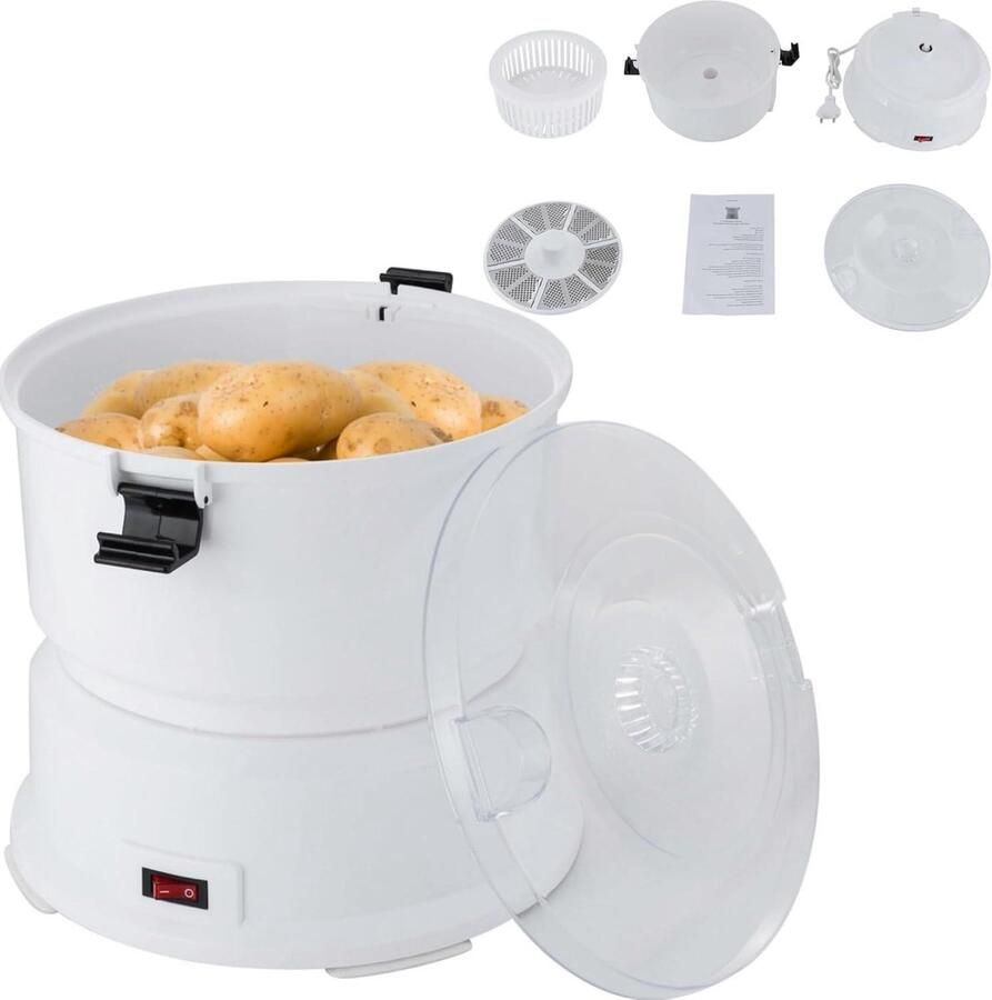 Elektrische Aardappelschilmachine Automatische Schiller Snel Groenten Schillen 85W Koperen Motor 08 kg Capaciteit Wit