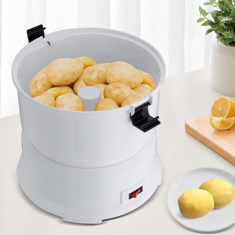 Elektrische Aardappelschilmachine Automatische Schiller Snel Groenten Schillen Grote Capaciteit 0.8 kg Wit