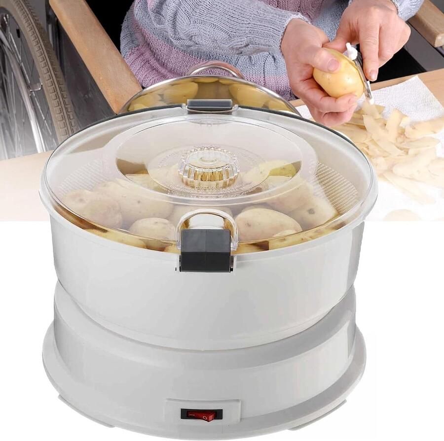 Elektrische Aardappelschilmachine Automatische Schiller Snel Groenten Schillen Tijd- en Arbeidsbesparend 1 kg Capaciteit Wit