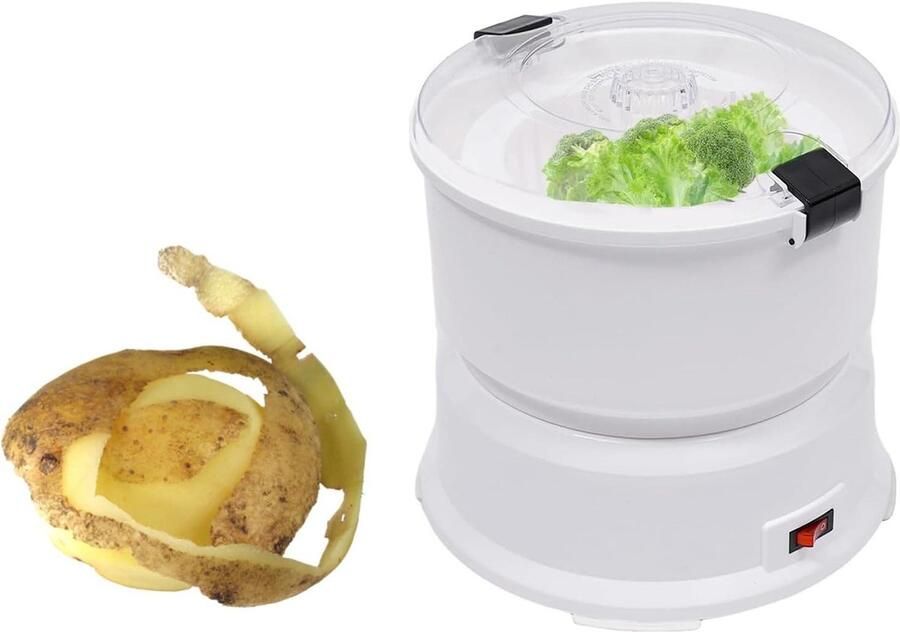 Elektrische Aardappelschilmachine Automatische Schilmachine Snel Groenten Schillen 2-in-1 Functionaliteit 1 kg Capaciteit Wit