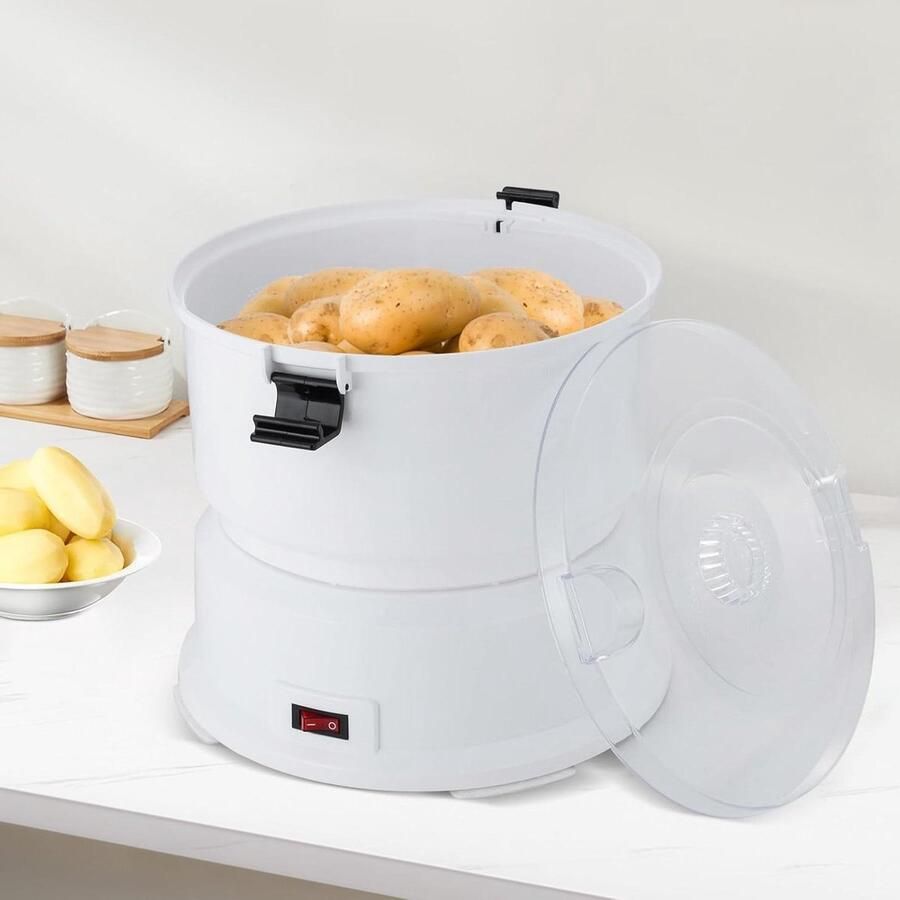 Elektrische Aardappelschilmachine Automatische Schilmachine Keuken Snel Groenten Schillen 85W Pure Koper Motor 0.8 kg Capaciteit Wit