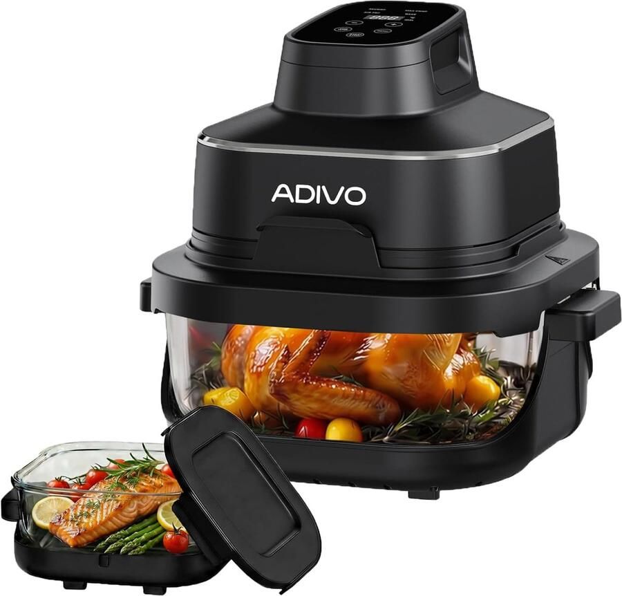Elektrische Airfryer Compacte Keukenoven Gezond Koken Zonder Olie 25x25x30 cm Zwart