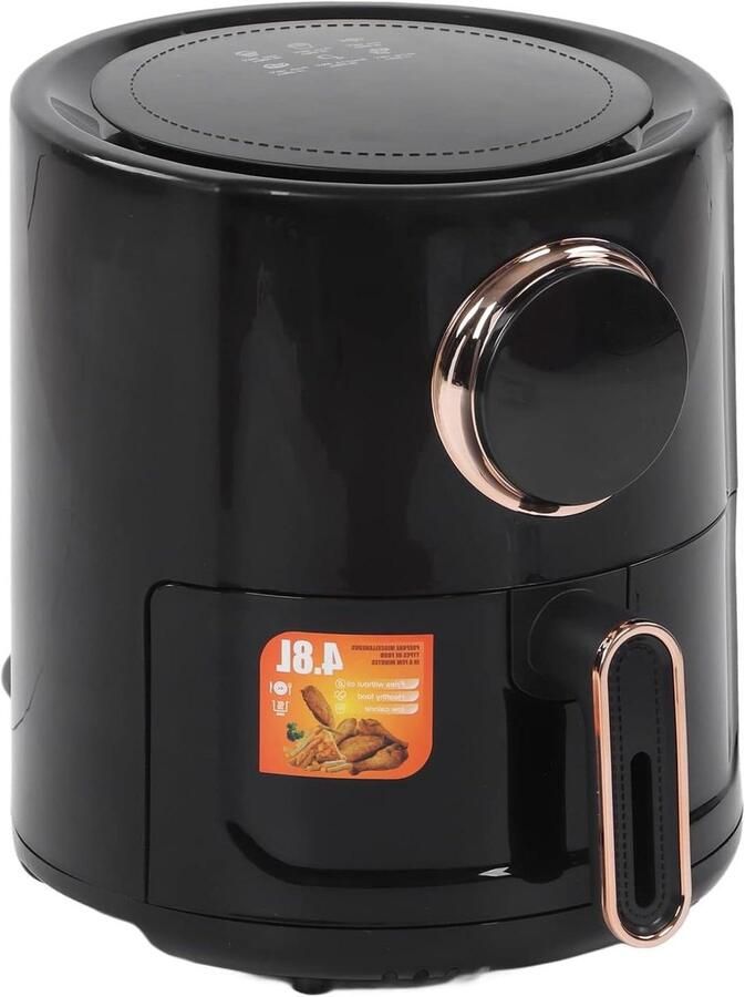 Elektrische Airfryer Heteluchtfriteuse Snel en Gezond Koken 6 Voorgeprogrammeerde Functies 4.8 Liter Zwart