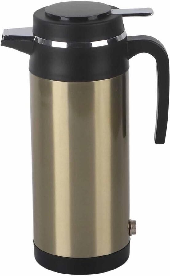 Elektrische Autoketel Reis Waterkoker Warm Water Onderweg Vacuüm Isolatie 1000ML Goud Zwart