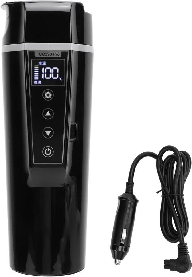 Elektrische Autoketel Reismok Waterkoker Warme Dranken Onderweg Instelbare Temperatuur 500 ml Capaciteit Zwart