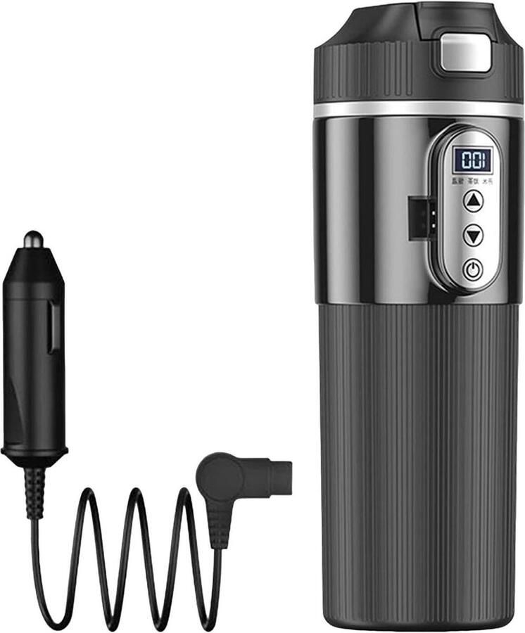 Elektrische Autokop Reis Waterkoker Warme Drankjes Maken Veilig Morsvrij Ontwerp 500 ml Capaciteit Zwart