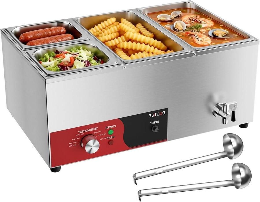Elektrische Bain Marie Buffetwarmer Voedsel Warm Houden Met Afvoerkraan 57 x 43 x 27 cm Zilver