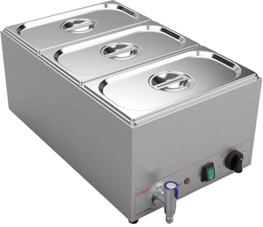 Elektrische Bain Marie Food Warmers met Deksel en Afvoerkraan voor Buffet en Catering