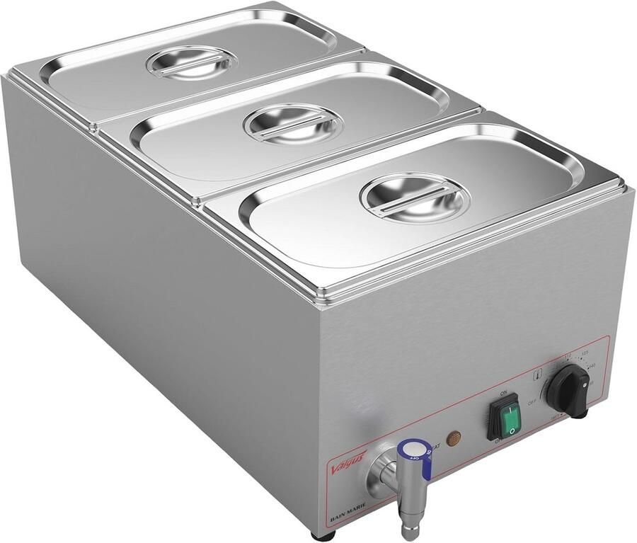 Elektrische Bain Marie Food Warmers met Deksel en Afvoerkraan voor Buffet en Catering