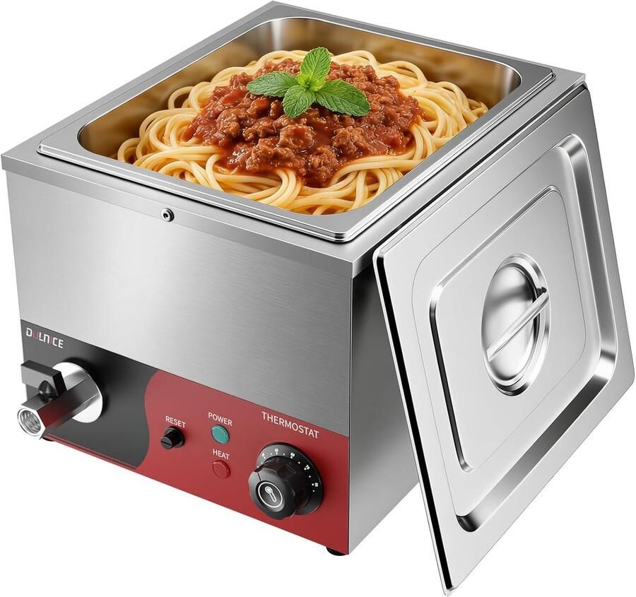 Elektrische Bain Marie Voedselverwarmer Buffet Warm Houden Met Afvoerkraan 49x27x33 cm Zilver