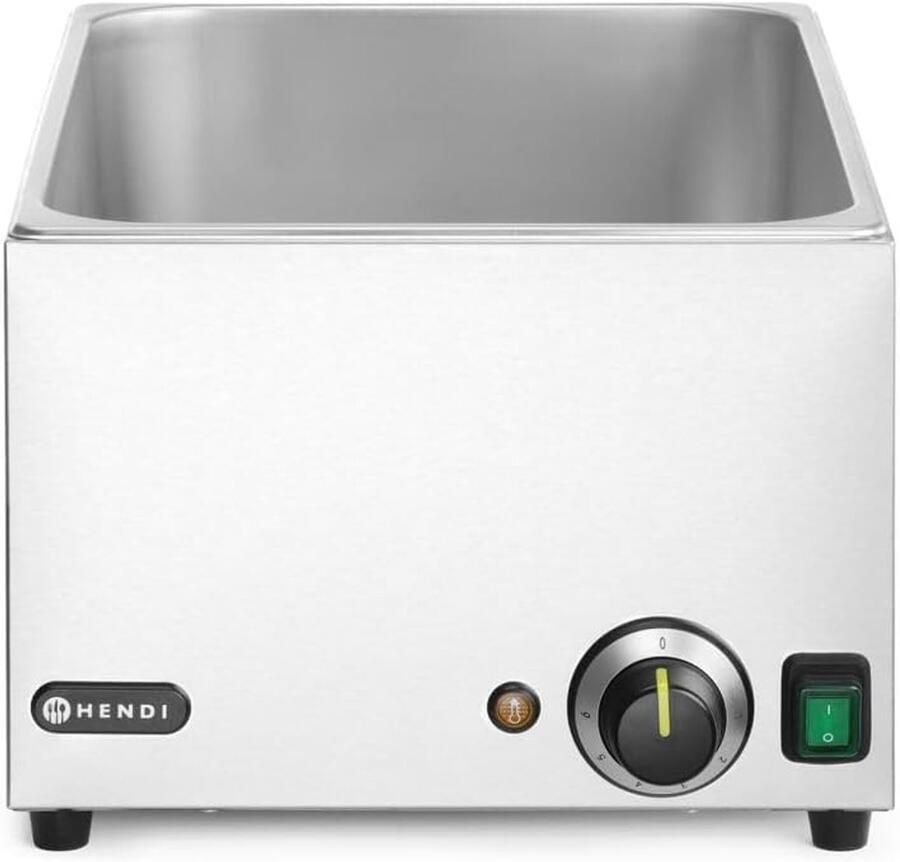 Elektrische Bain-Marie Voedselwarmer Waterbad Buffet Warm Houden Roestvrij Staal GN 1 1 Zilverkleurig