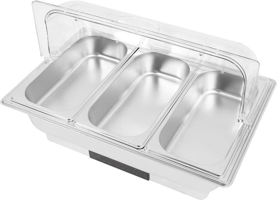 Elektrische Bain Marie Warmhoudbak Buffet Eten Warm Houden Instelbare Temperatuur 9 Liter Zilver