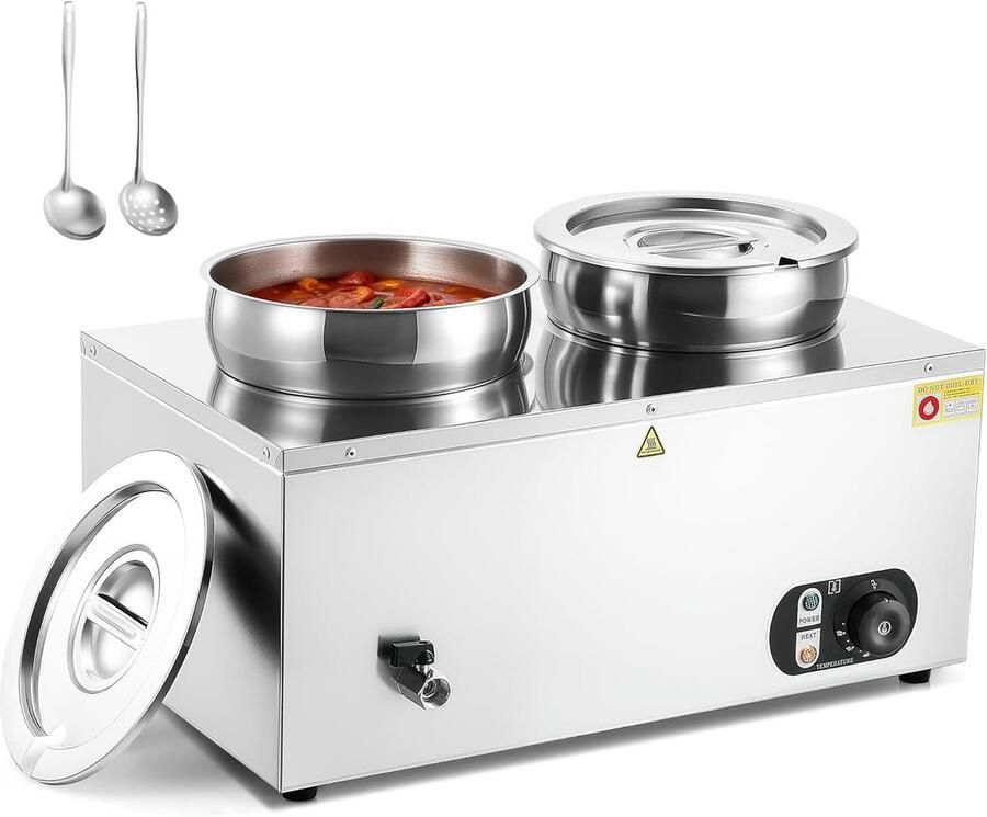 Elektrische Bain Marie Warmhoudbak Chafing Dish Buffet Warmhouden Snel Gelijkmatig Verwarmen 7 Liter Zilver