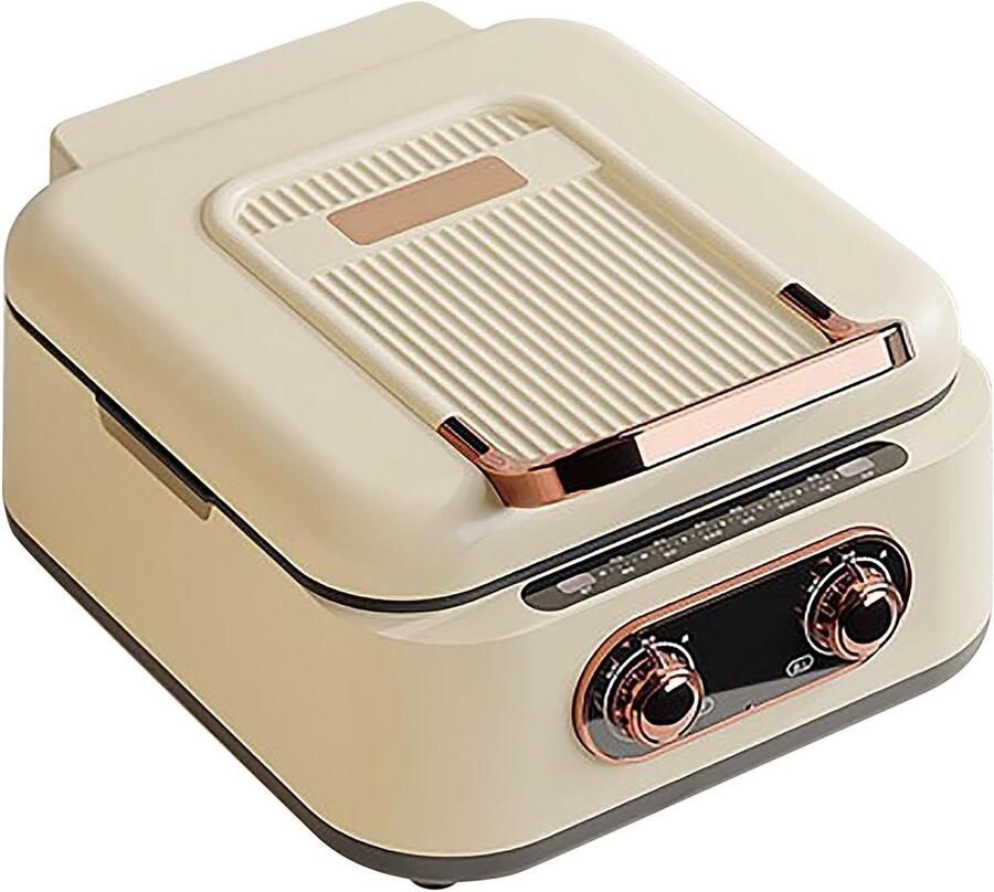 Elektrische Bakpan Pannenkoeken Grill Gezellig Tafelen Dubbele Bakplaten 13 x 11 x 7 cm Wit