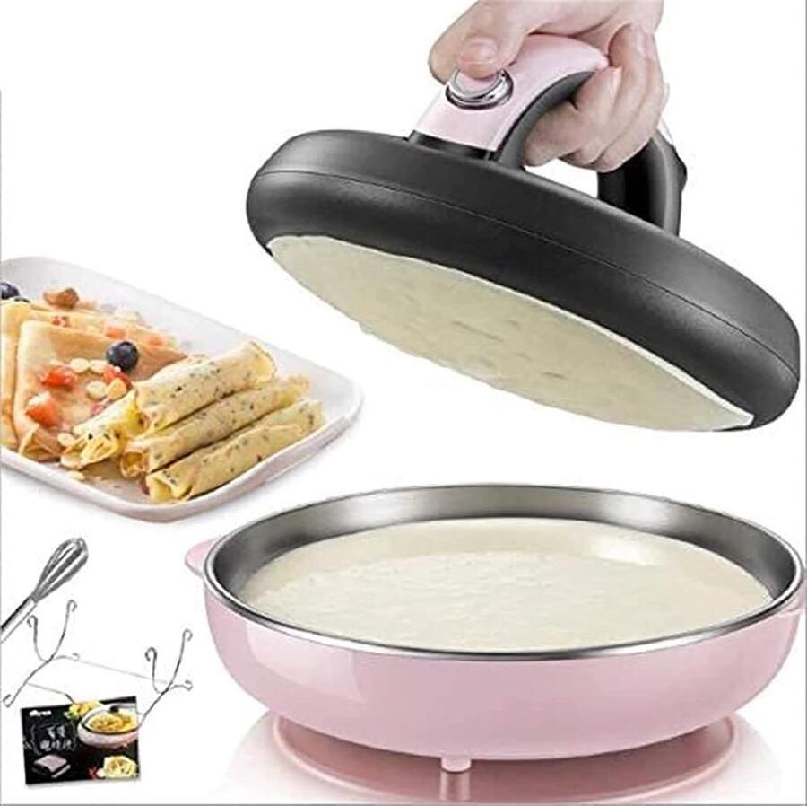 Elektrische Bakpan Pannenkoekenmaker Snelle Maaltijden Antiaanbaklaag 25 cm Diameter Zwart