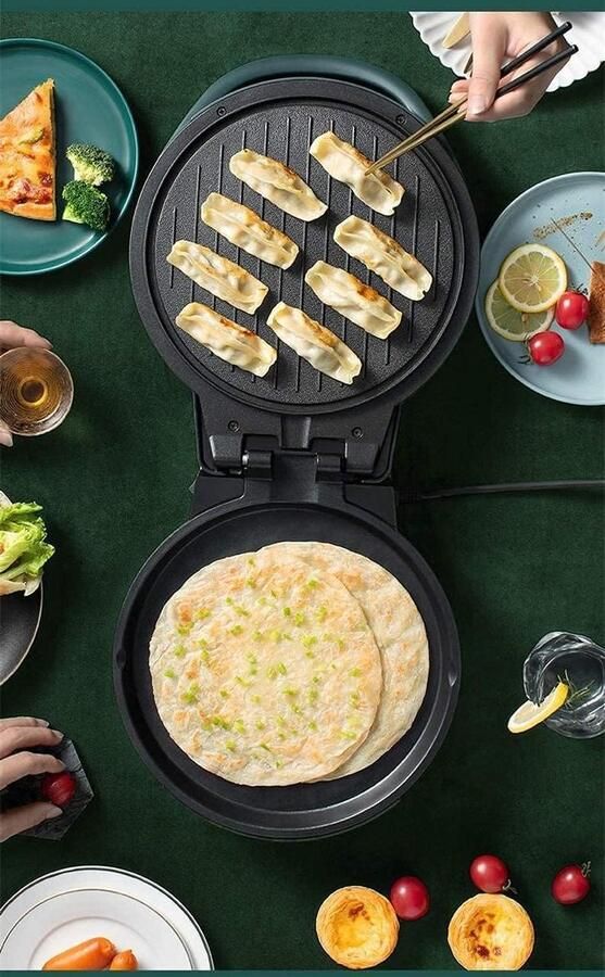 Elektrische Bakpan Pannenkoekenmaker Snelle Maaltijden Dubbelzijdige Verwarming 29cm Diameter Multi