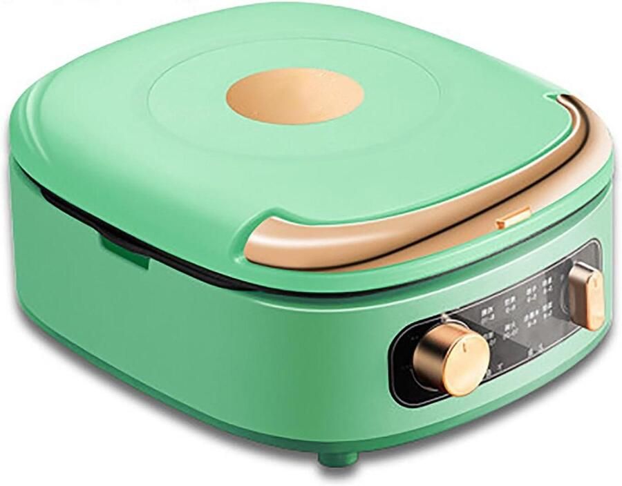 Elektrische Bakpan Pannenkoekmaker Grill Hotpot Barbecue Verwijderbare Antiaanbaklaag 35x33x20 cm Groen