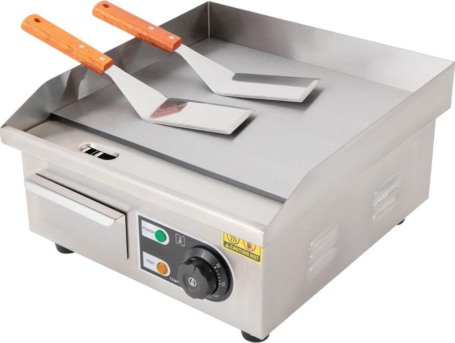 Elektrische Bakplaat 2000 W Vermogen 45x45 cm Groot RVS Materiaal Platte Pannenkoekenplaat Voor Aanrecht Gebruik