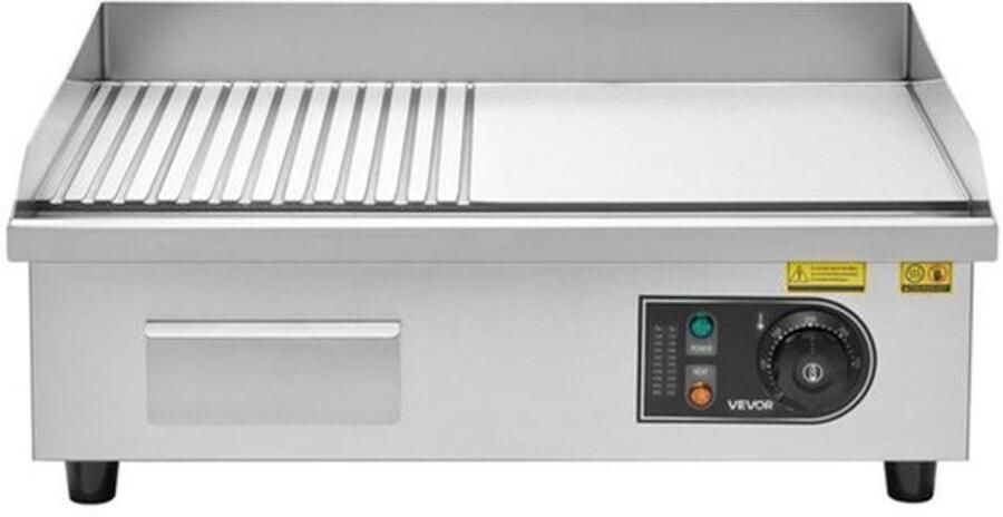 Elektrische Bakplaat 3200 W 535x300 mm Grilloppervlak IJzeren Kookplaat RVS Behuizing Voor Steaks En Pannenkoeken