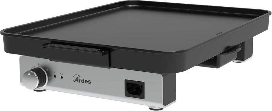 Elektrische bakplaat Gourmet set Snel koken Antiaanbaklaag 40 x 30 cm Zwart Zilver