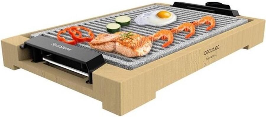 Elektrische bakplaat Gourmetplaat voor op tafel Gezond koken Natuurlijke bamboebasis 37.5x24.5cm kookoppervlak Zwart
