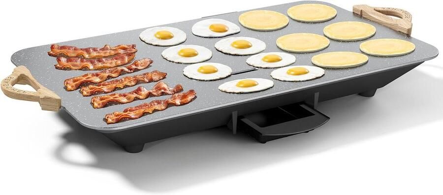 Elektrische bakplaat Grillplaat bakplaat Grote maaltijden bereiden Graniten antiaanbaklaag 305 x 508 cm Grijs