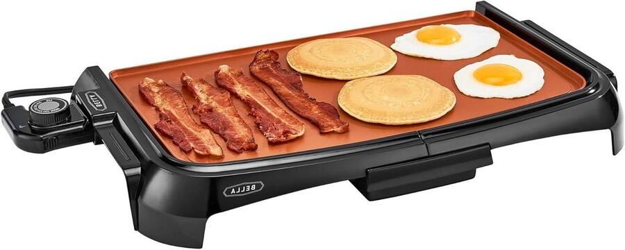 Elektrische Bakplaat Grote Grillplaat Lekker Koken Verstelbare Temperatuur 25x40 cm Koper