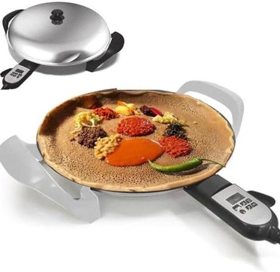 Elektrische Bakplaat Koekenpan Pannenkoeken Lekkere Pannenkoeken Maken Instelbare Digitale Warmte 28 cm Diameter Zwart