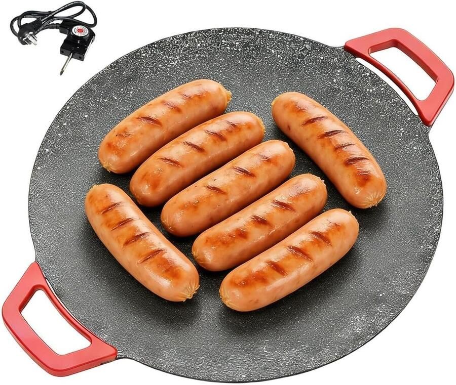 Elektrische Bakplaat Kookplaat Grillplaat Binnen Buiten Koken Antiaanbak Grill Oppervlak 30x30x5 cm
