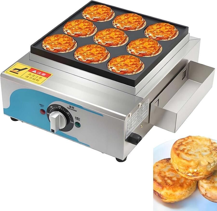 Elektrische Bakplaat Omelet Maker Ontbijt Maken 18 Gaten Ontwerp 58x37x17cm Zilver