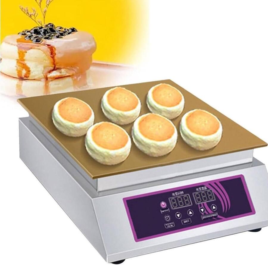Elektrische Bakplaat Pannenkoekenmaker Dorayaki Lekkere Snacks Maken Koperen Verwarmingsplaat 35 x 445 cm Zilver