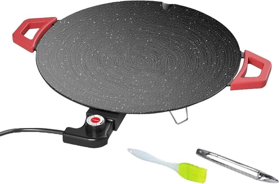 Elektrische Bakplaat Ronde Pan Binnen Koken Geurloze BBQ 40CM Zwart