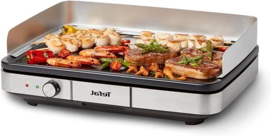 Elektrische bakplaat Tafelgrill en plancha Samen eten Extra groot formaat Voor 12 personen Grijs