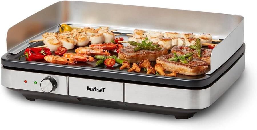 Elektrische bakplaat Tafelgrill Plancha Gezellig eten Extra groot formaat Voor 12 personen Grijs