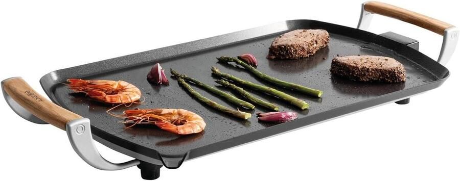 Elektrische Grillplaat Teppanyaki Plaat Gezond Koken PFAS-vrije Coating 35 x 56 cm Zwart