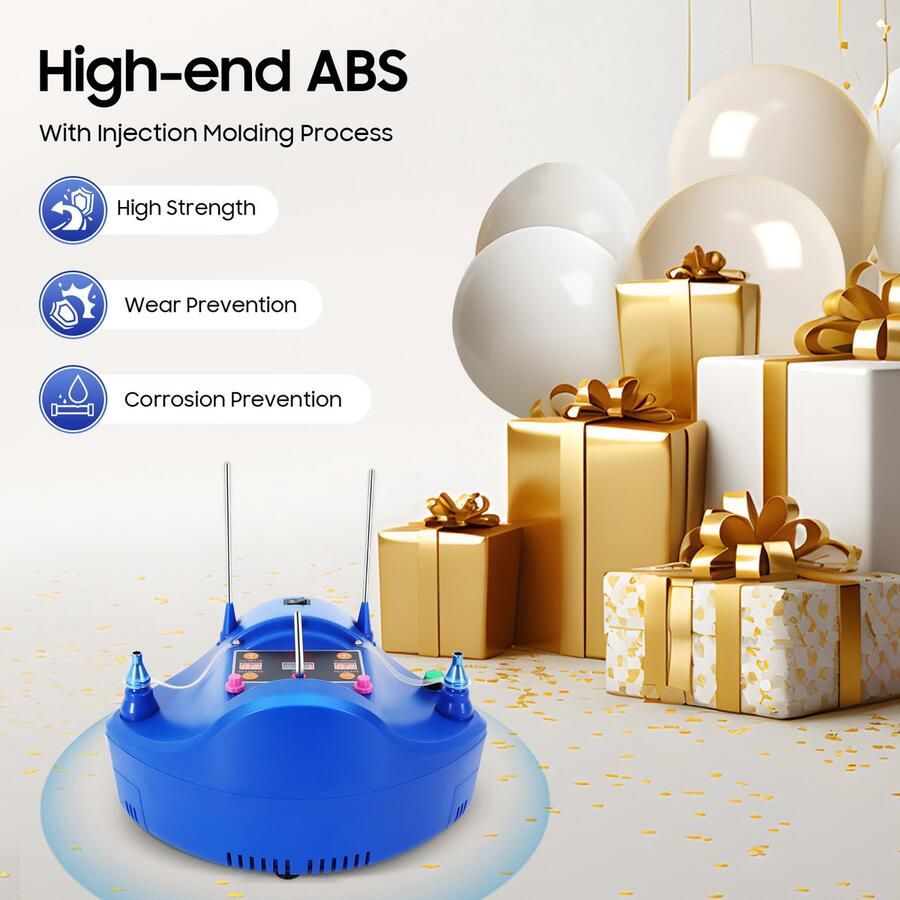 Elektrische Ballonblazer Dubbele Poorten 1200 W ABS Materiaal Blauw Voor Feestjes En Evenementen