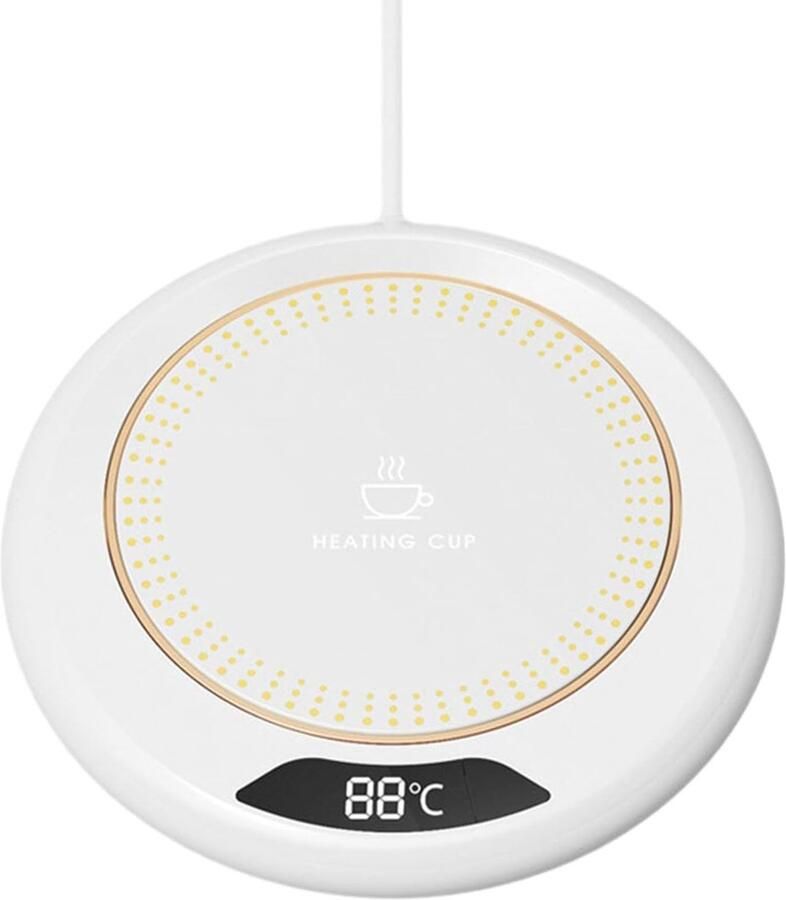 Elektrische bekerwarmer Warme onderzetter met constante temperatuur Digitaal led-display 3 standen voor gelijkmatige verwarming van dranken Automatische uitschakelfunctie Voor koffie melk en thee Bureau-gadget voor thuis kantoor Wit