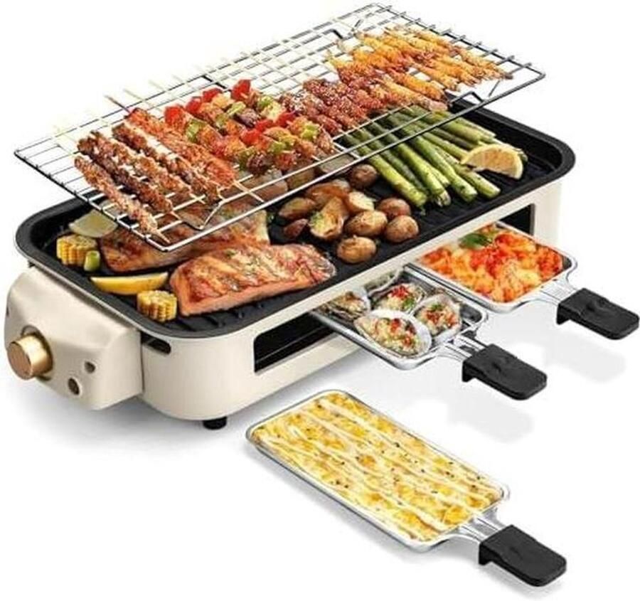 Elektrische Binnen Gril Bakplaat Koekenpan Binnen Grillen Frituren Antiaanbaklaag 1500W Zwart
