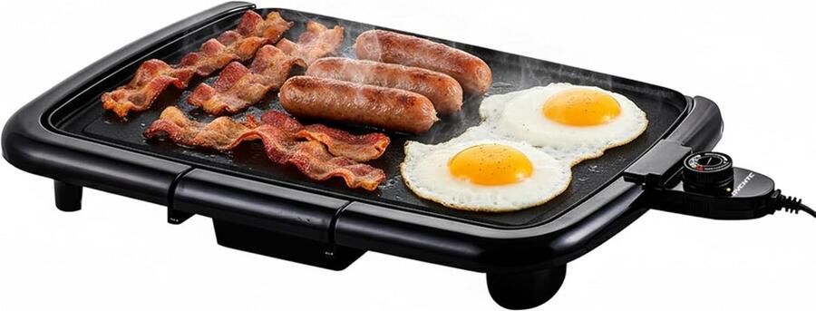 Elektrische Binnen Grillplaat Groot Formaat Antiaanbaklaag & Temperatuurregeling