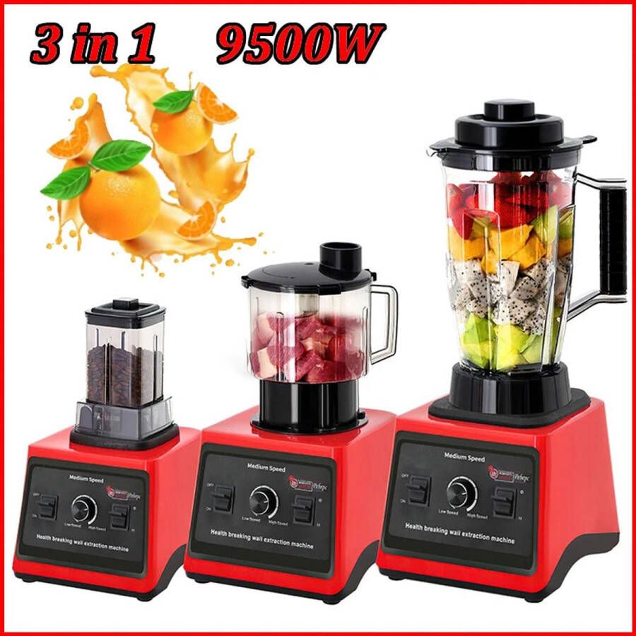 Elektrische Blender Keukenmachine Blender 3-in-1 9500W Krachtige Blender 38 000 RPM 220V Meertrapsregeling Comfortabele Grip