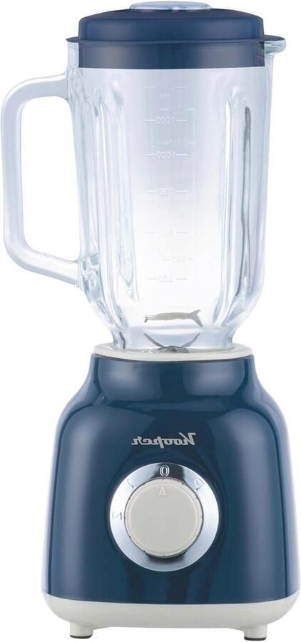 Elektrische Blender Keukenmixer Glas Smoothies Maken 4 Roestvrij Staal Messen 1.5 L Kan Blauw Ivoor