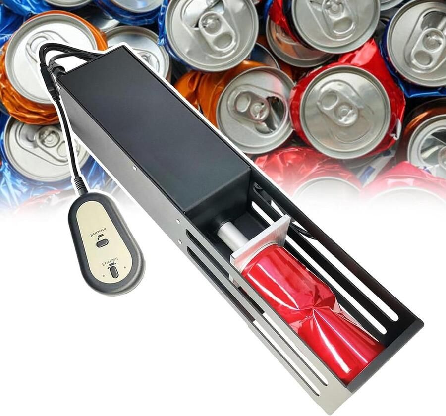 Elektrische Blikjespers Blikjes Compactor Recycling Vereenvoudigen Ruimtebesparend Ontwerp Voor 355ml en 473ml blikjes Zwart
