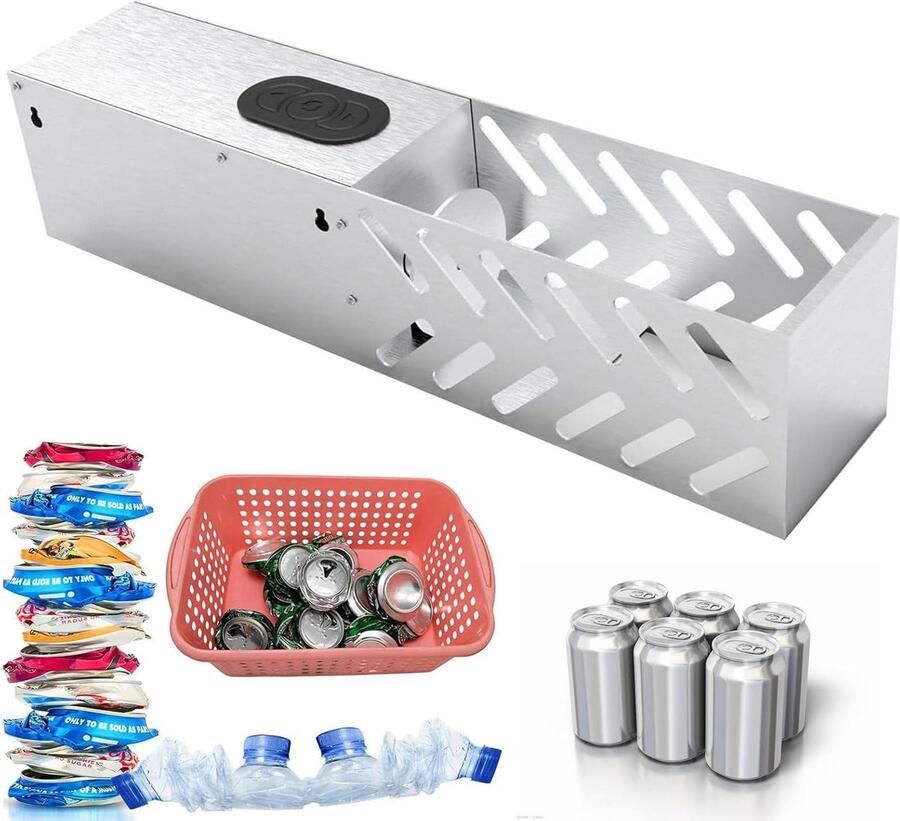 Elektrische Blikjespers Blikjes Compresser Recycling Vereenvoudigen Automatische Cyclus 43x9x10 cm Zilverkleurig