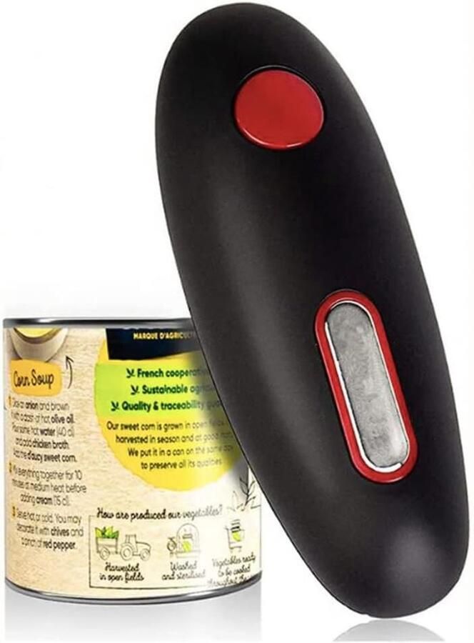Elektrische Blikopener Automatische Opener Gemakkelijk Openen Gladde Rand 17.6 cm Zwart