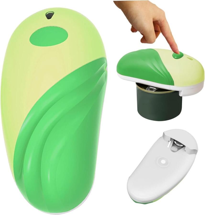 Elektrische Blikopener Automatische Opener Handvrij Blik Openen Gladde Rand Snede 14.3 cm Lengte Groen