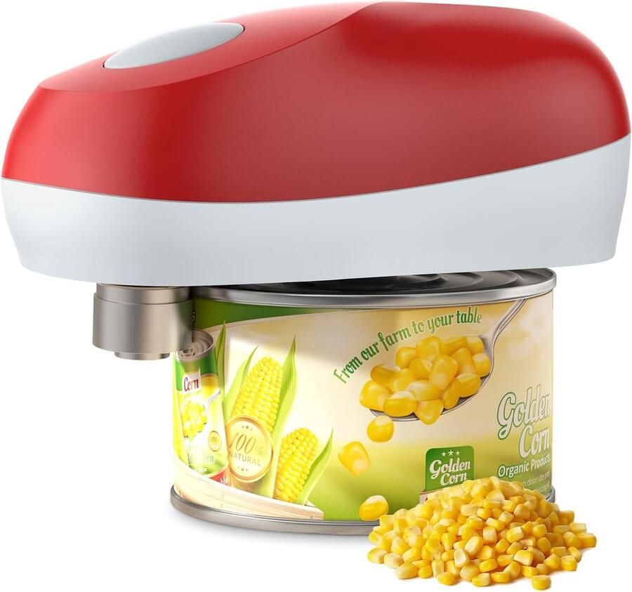 Elektrische Blikopener Automatische Opener Keuken Gemak Gladde Rand 7.6 x 7.6 x 10.2 cm Rood
