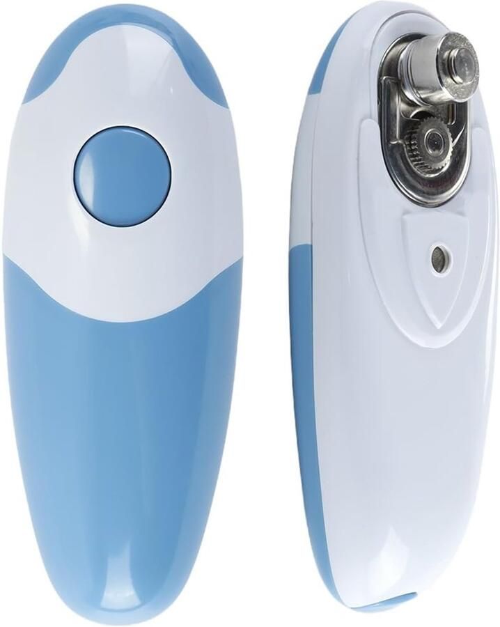 Elektrische Blikopener Automatische Opener Snel Blik Openen Gladde Rand Snede 16 cm Lengte Blauw