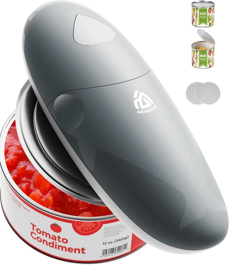 Elektrische Blikopener Automatische Opener Snel Blikken Openen Eén Knop Bediening 15x10x15 cm Zilverkleurig